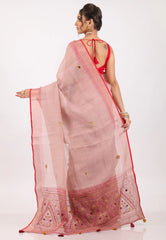 Tussar Colour Handwoven Kantha Silk Saree With Blouse Piece - Adi Akshoy & Co.