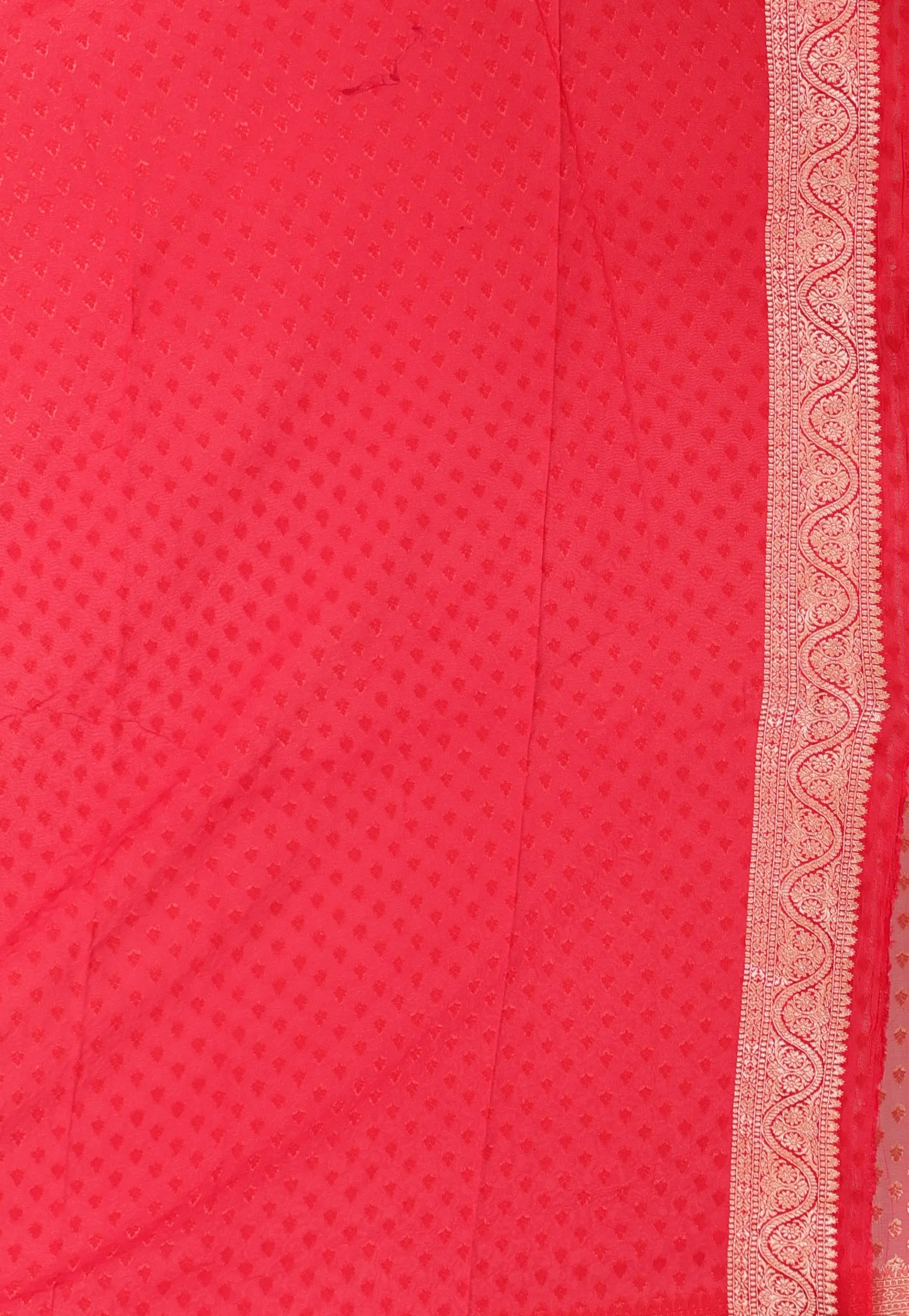 Red with  Zari work Khaddi Georgette Benarasi Saree with Blouse Piece - Adi Akshoy & Co.