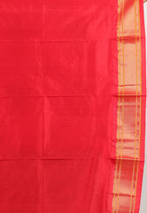 Peacock Blue with Red Border Pure Paithani Silk Saree With Blouse Piece - Adi Akshoy & Co.