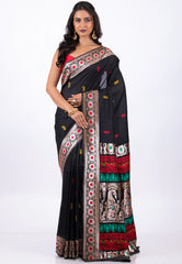 Black Baluchari Silk Saree with Blouse Piece - Adi Akshoy & Co.