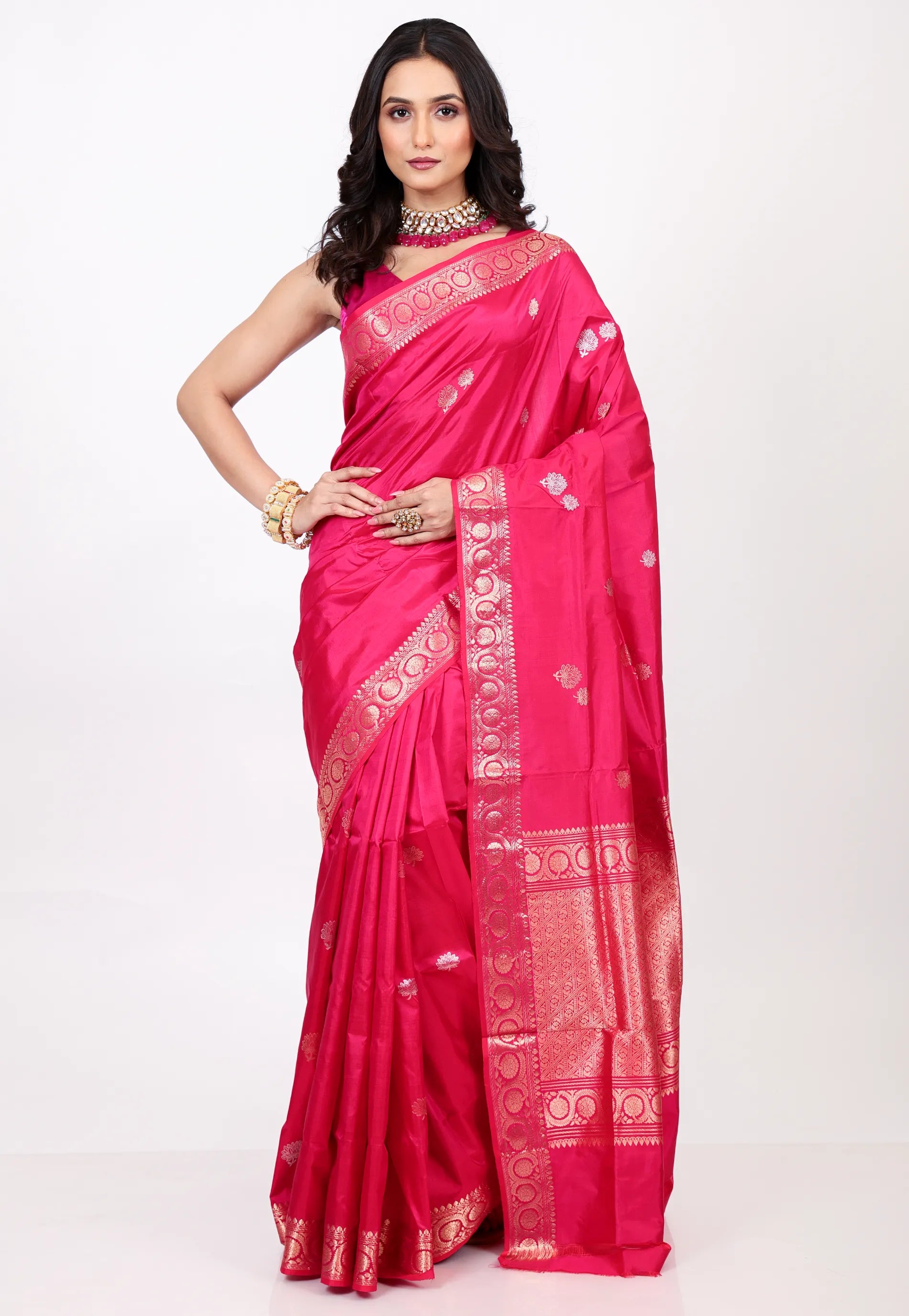 Rani Pure Katan Silk Saree with Blouse Piece - Adi Akshoy & Co.