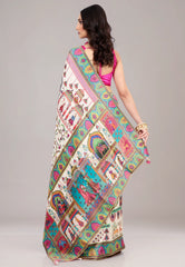 Off White Kani Silk Saree With Blouse Piece - Adi Akshoy & Co.