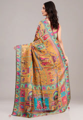 Brown Kani Silk Saree With Blouse Piece - Adi Akshoy & Co.