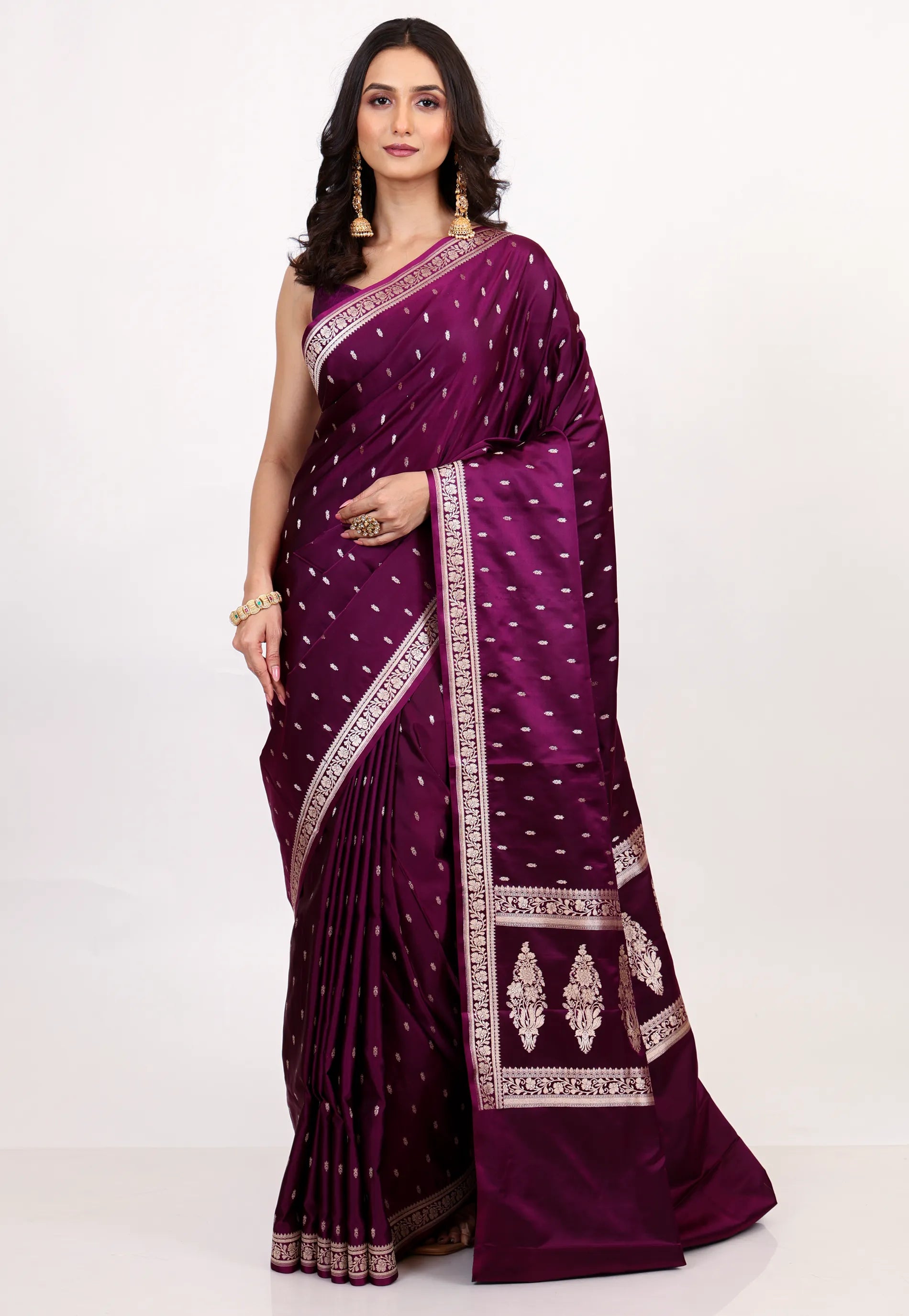 Deep Magenta Mashru Silk Saree with Blouse Piece - Adi Akshoy & Co.
