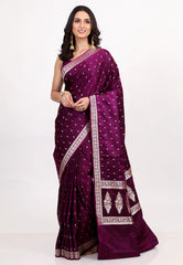 Deep Magenta Mashru Silk Saree with Blouse Piece - Adi Akshoy & Co.