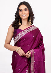 Magenta Mashru Silk Saree with Blouse Piece - Adi Akshoy & Co.