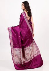 Magenta Mashru Silk Saree with Blouse Piece - Adi Akshoy & Co.