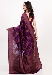 Purple Tussar Silk Saree with Blouse Piece - Adi Akshoy & Co.
