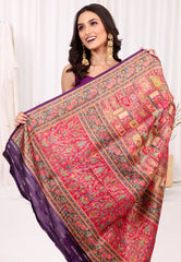 Purple Multi Colour Kani Silk Saree With Blouse Piece - Adi Akshoy & Co.