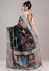 Black Kani Silk Saree With Blouse Piece - Adi Akshoy & Co.