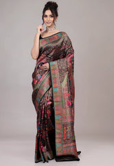 Black Kani Silk Saree With Blouse Piece - Adi Akshoy & Co.