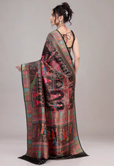 Black Kani Silk Saree With Blouse Piece - Adi Akshoy & Co.
