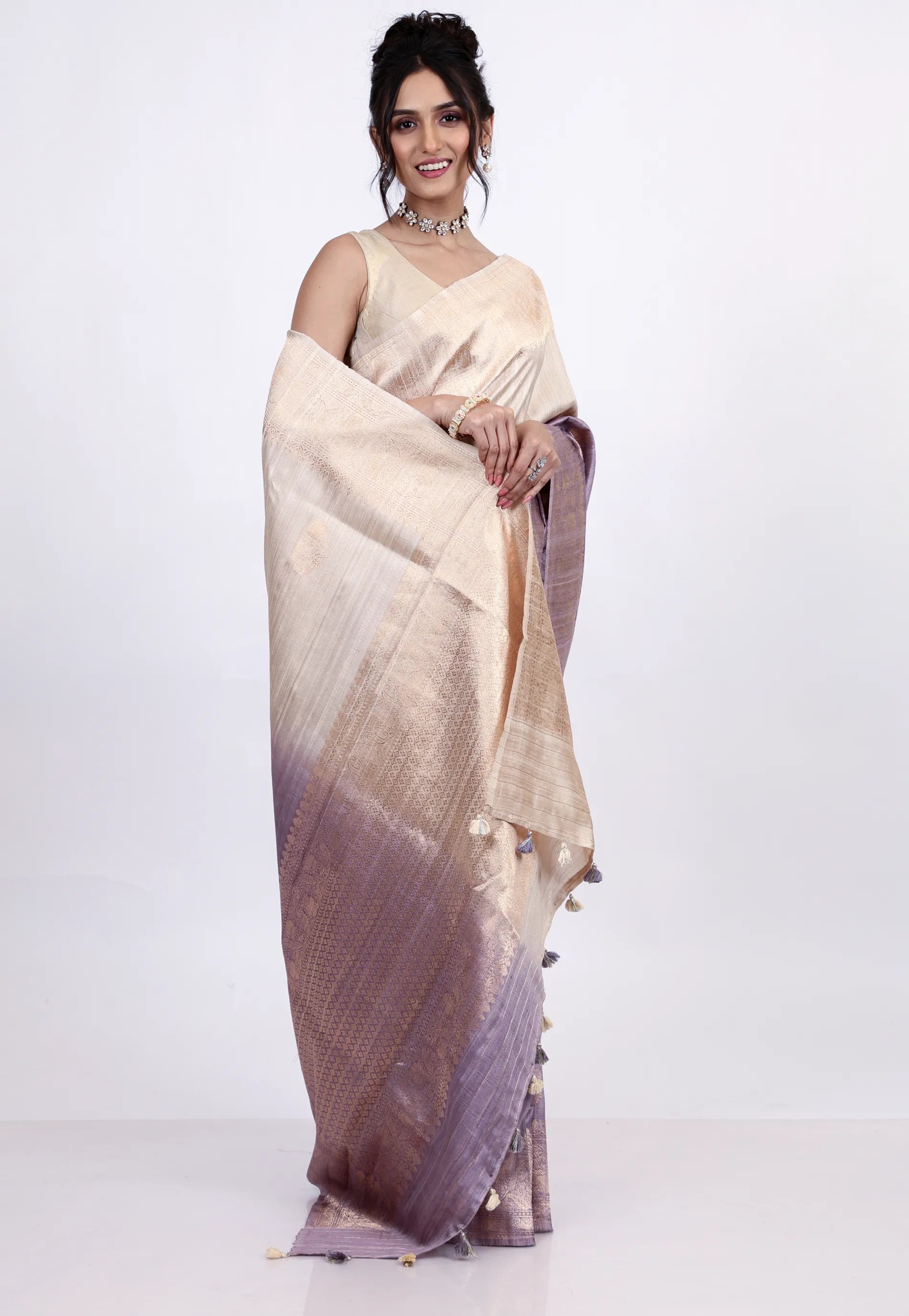 Tussar Colour Pure Tussar Silk Saree with Blouse Piece - Adi Akshoy & Co.