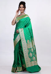 Green Wedding Banarasi Silk Saree with Blouse Piece - Adi Akshoy & Co.