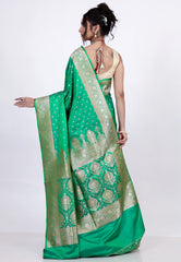 Green Wedding Banarasi Silk Saree with Blouse Piece - Adi Akshoy & Co.