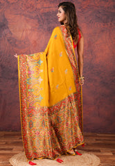 Yellow Kani Silk Saree With Blouse Piece - Adi Akshoy & Co.