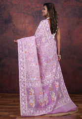 Purple Kora Silk Saree with Blouse Piece - Adi Akshoy & Co.