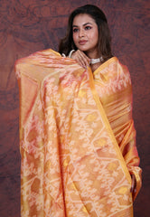 Orange Pure Tussar Dhakai Jamdani Saree with Blouse Piece - Adi Akshoy & Co.