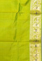 Parrot Green Pure Baluchuri Sornochuri Silk Saree with Blouse Piece - Adi Akshoy & Co.