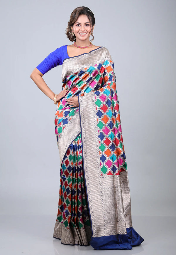 Multi Colour Pure Exclusive Rangkat Katan Silk Saree With Blouse Piece - Adi Akshoy & Co.