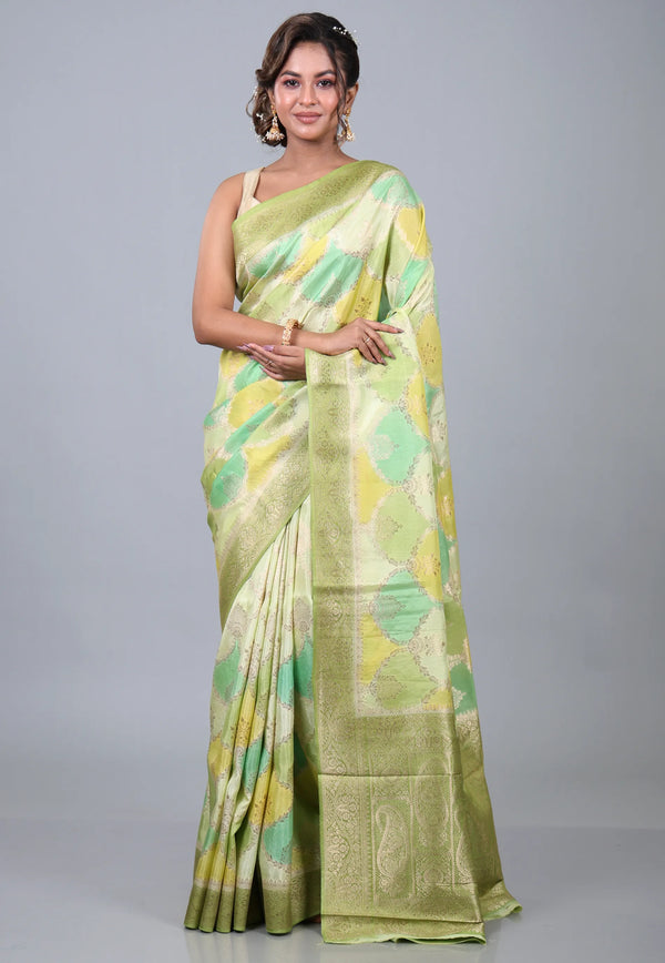 Multi Colour Rangkat Mashru Silk Saree with Blouse Piece - Adi Akshoy & Co.