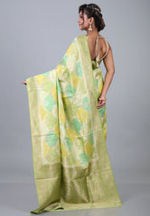 Multi Colour Rangkat Mashru Silk Saree with Blouse Piece - Adi Akshoy & Co.