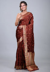 Maroon Mashru Silk Saree with Blouse Piece - Adi Akshoy & Co.