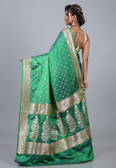 Cross Green Wedding Banarasi Silk Saree with Blouse Piece - Adi Akshoy & Co.