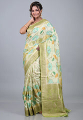 Multi Colour Rangkat Mashru Silk Saree with Blouse Piece - Adi Akshoy & Co.