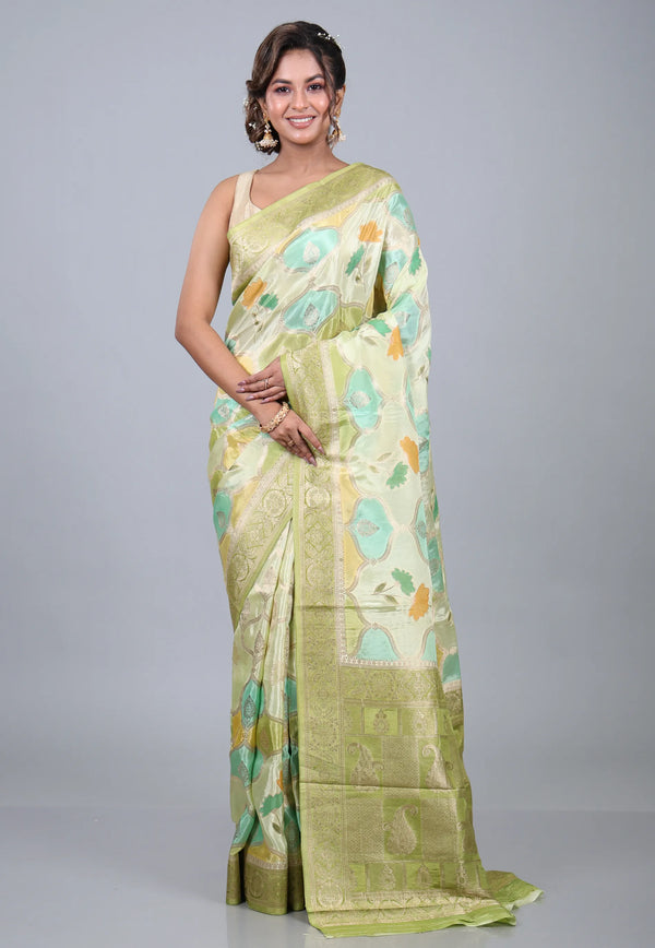 Multi Colour Rangkat Mashru Silk Saree with Blouse Piece - Adi Akshoy & Co.