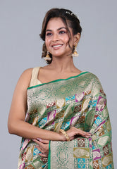 Multi Colour Pure Exclusive Rangkat Katan Silk Saree With Blouse Piece - Adi Akshoy & Co.