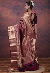 Magenta Pure Kanjivaram Silk Saree with Blouse Piece - Adi Akshoy & Co.