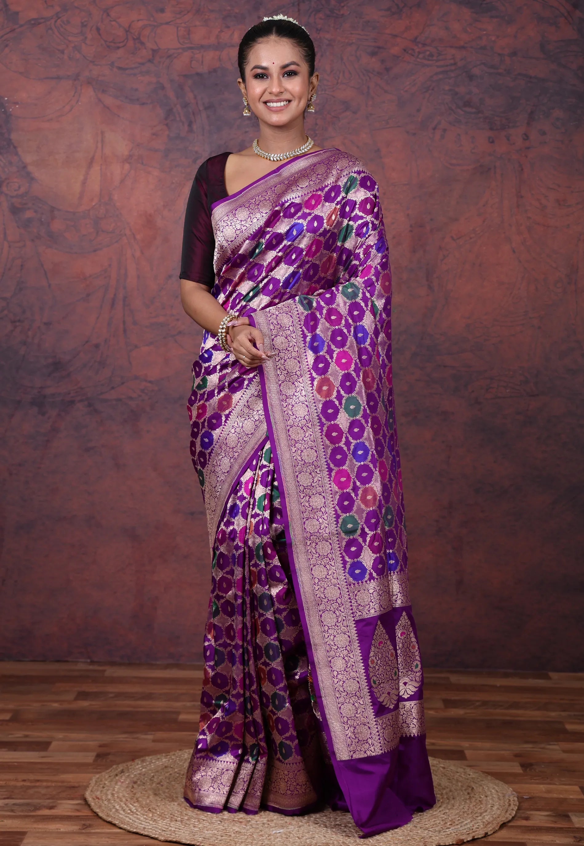 Multi Colour Pure Exclusive Rangkat Katan Silk Saree With Blouse Piece - Adi Akshoy & Co.