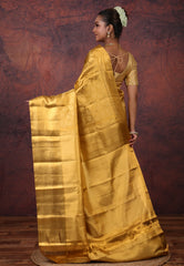 Golden Brocade Pure Tissue Kanjivaram Silk Saree With Blouse Piece - Adi Akshoy & Co.