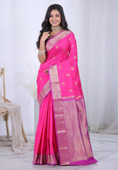 Rani with Zari work Pure Kanjivaram Silk Saree with Blouse Piece  – Adi Akshoy & Co.