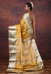 Golden Brocade Pure Tissue Kanjivaram Silk Saree With Blouse Piece - Adi Akshoy & Co.