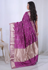 Magenta Pure Katan Silk Saree with Blouse Piece  – Adi Akshoy & Co.