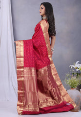 Hot Pink Pure Kanjivaram Silk Saree with Blouse Piece - Adi Akshoy & Co.