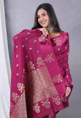 Magenta Mashru Silk Saree with Blouse Piece - Adi Akshoy & Co.