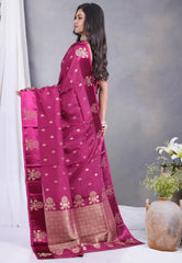 Magenta Mashru Silk Saree with Blouse Piece - Adi Akshoy & Co.