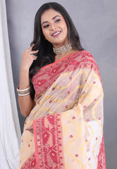 Tussar Colour Dhakai Jamdani Cotton Saree without Blouse Piece - Adi Akshoy & Co.