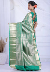 Sea Green Kanjivaram Silk Saree with Blouse Piece - Adi Akshoy & Co.