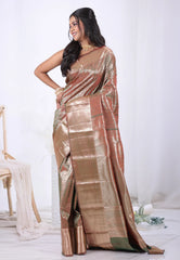 Rama Green Cross Colour with Zari work Kanjivaram Silk Saree with Blouse Piece  – Adi Akshoy & Co.