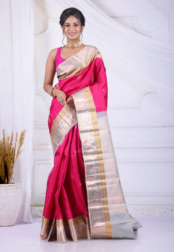 Rani Pure Kanjivaram Silk Saree with Blouse Piece - Adi Akshoy & Co.