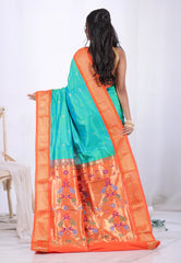 Cross Green Pure Paithani Silk Saree With Blouse Piece  – Adi Akshoy & Co.