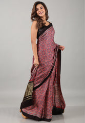 Red Pure Modal Work Silk Saree With Blouse Piece