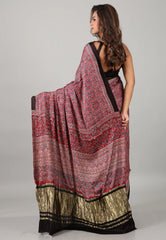 Red Pure Modal Work Silk Saree With Blouse Piece