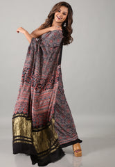 Black Pure Modal Work Silk Saree With Blouse Piece - Adi Akshoy & Co.
