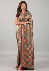 Gold Kani Silk Saree With Blouse Piece - Adi Akshoy & Co.