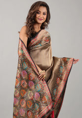 Gold Kani Silk Saree With Blouse Piece - Adi Akshoy & Co.